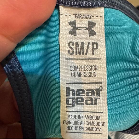 NWT Under Armour Womens SMALL HeatGear Amour Sports Bra, Pacific Blue Teal Color - Picture 9 of 10